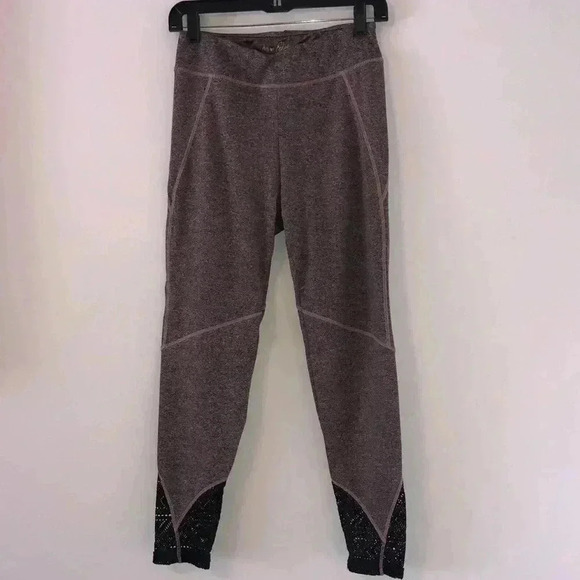 SAM EDELMAN Active Workout Leggings Heathered Pink Black Crochet Detail … - Picture 1 of 4